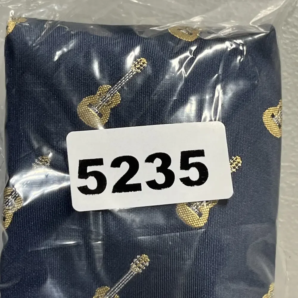 Barry Wang Guitar Violin Silk Neck Tie Navy Blue